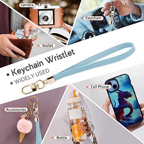 Image of KNGITRYI Small Wristlet Wallets for Women RFID Credit Card Holder Wallet Keychain Wristlet Wallet Credit Card Wallets for Women (Light Blue)