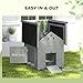 PawHut Duck Coop, Wooden Duck House, Outdoor Small Animal House with Openable Roof, Double Doors, Removable Base for 1-3 Ducks, Chickens, Rabbits, Cats, Light Gray