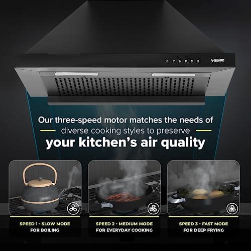 Image of V-Guard P10 60 cm Chimney for Kitchen | 1200 m /h High Suction Power | Filterless | One-Press Heat Auto-Clean | Energy-Efficient LED Lights | Low Noise | Easy-to-Clean Panel | Free Cleaning Contract