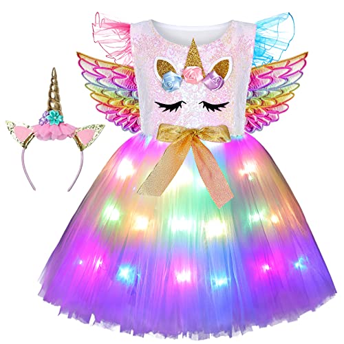 Sersllta Unicorn Costume For Girls Led Light Up Tutu Dress Unicorn Birthday Party Halloween Costume For Girls #TOP2