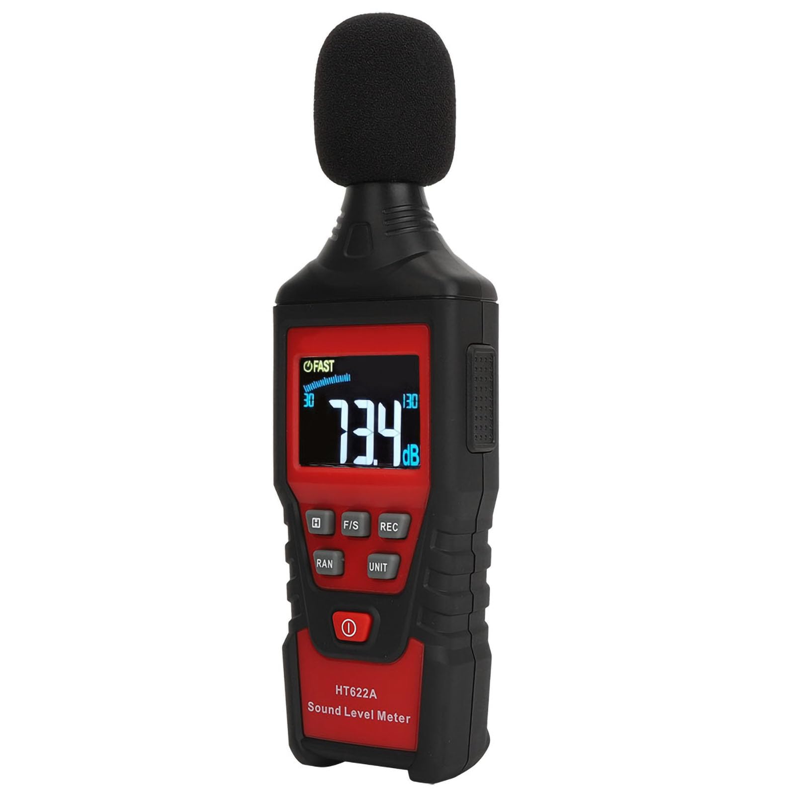 HT622A Sound Level Meter with LCD Display Capacitance Microphone Portable Noise Decibel Monitor for Industrial Noise Traffic Road