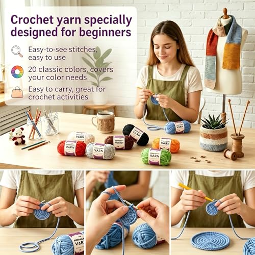 Coopay 20 Pack Mini Beginner Yarn for Crocheting,Tube Beginner Crochet Yarn by Coopay - Used condition - Image 9