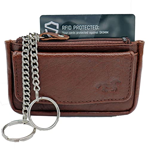 Safekeepers - Funda para llaves (piel) Marrón Coñac Rfid. Schlüsseletui Cover