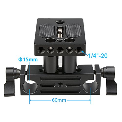 Image of CAMVATE DSLR Baseplate Mount with Railblock Height Riser for 15mm Rail Rod Support System - 1237