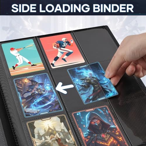 Trading Card Binder, Card Binder Album Folder Book Fit for MTG Baseball Football Sports Cards, Easy to Use Card Collection Binder (black, 360 pockets) — view 3
