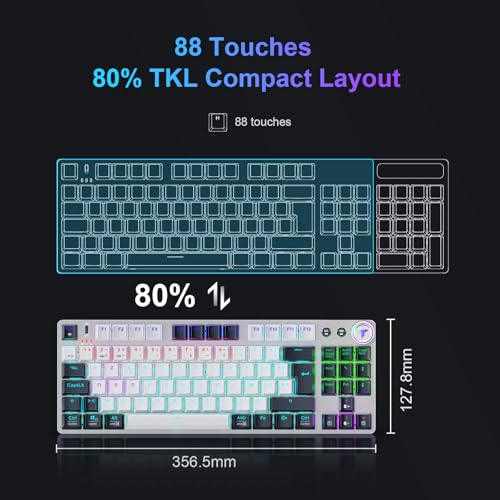 TECURS Gaming Clavier Mécanique Gamer Keyboard sans Fil (2.4G Filaire) Rétroéclairé, 80% TKL Clavier AZERTY, Axe Linéaire, Anti-Ghosting, pour Ordinateur/PC/Windows/Xbox