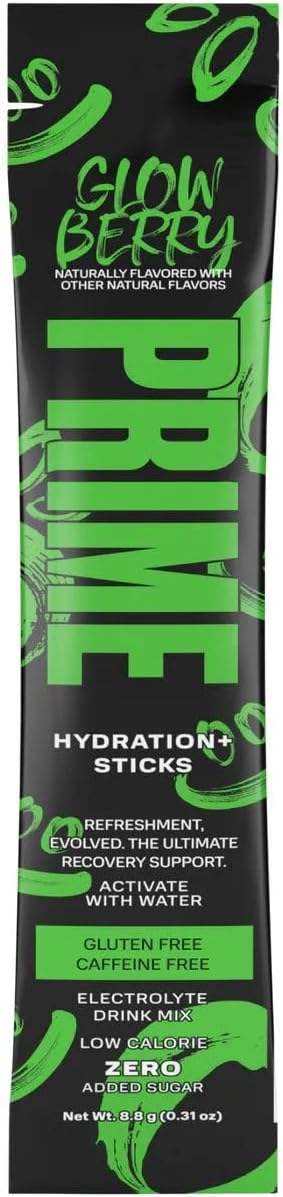 Prime Hydration Drink New Edition Glowberry Naturally flavored Zero Added Sugar 8.8gm (Sticks)
