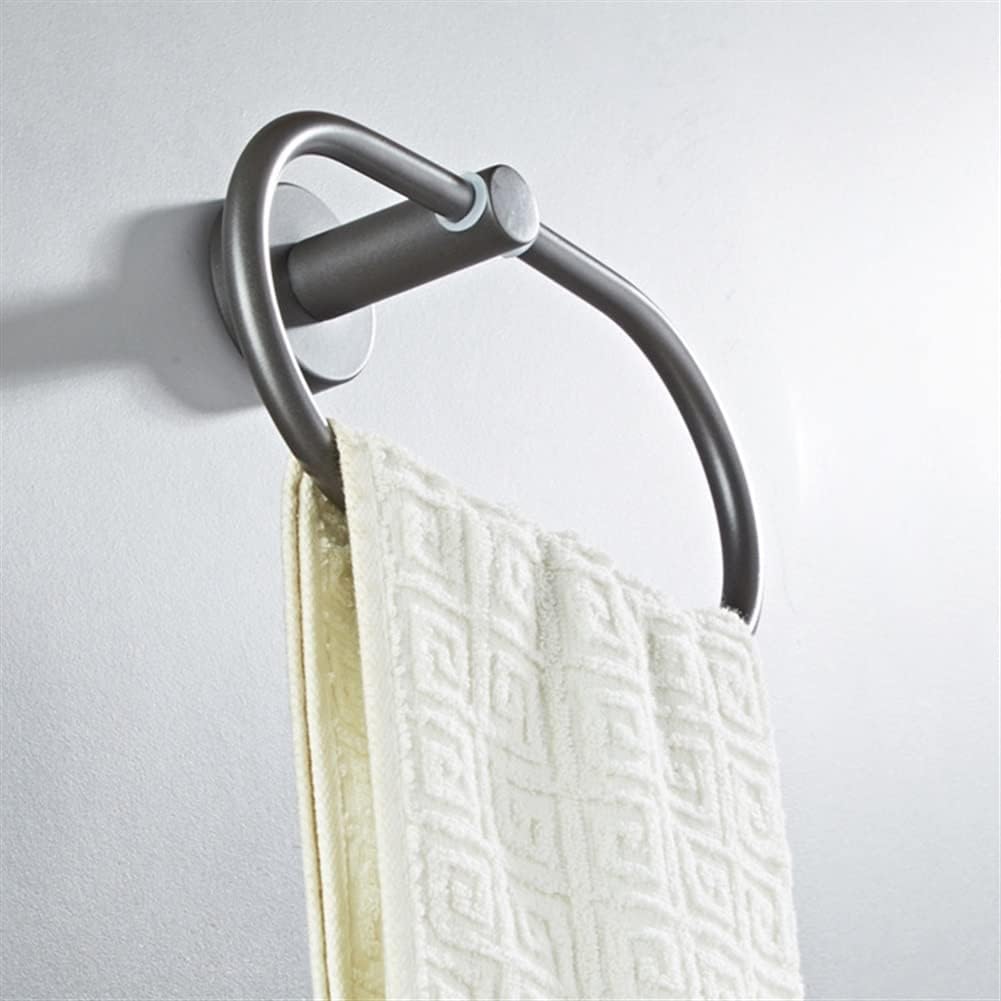 LSLYTQ Brass Gray Towel Ring, Chrome Bathroom Accessories Decoration Elegant Oval Otyle Towel Hanging