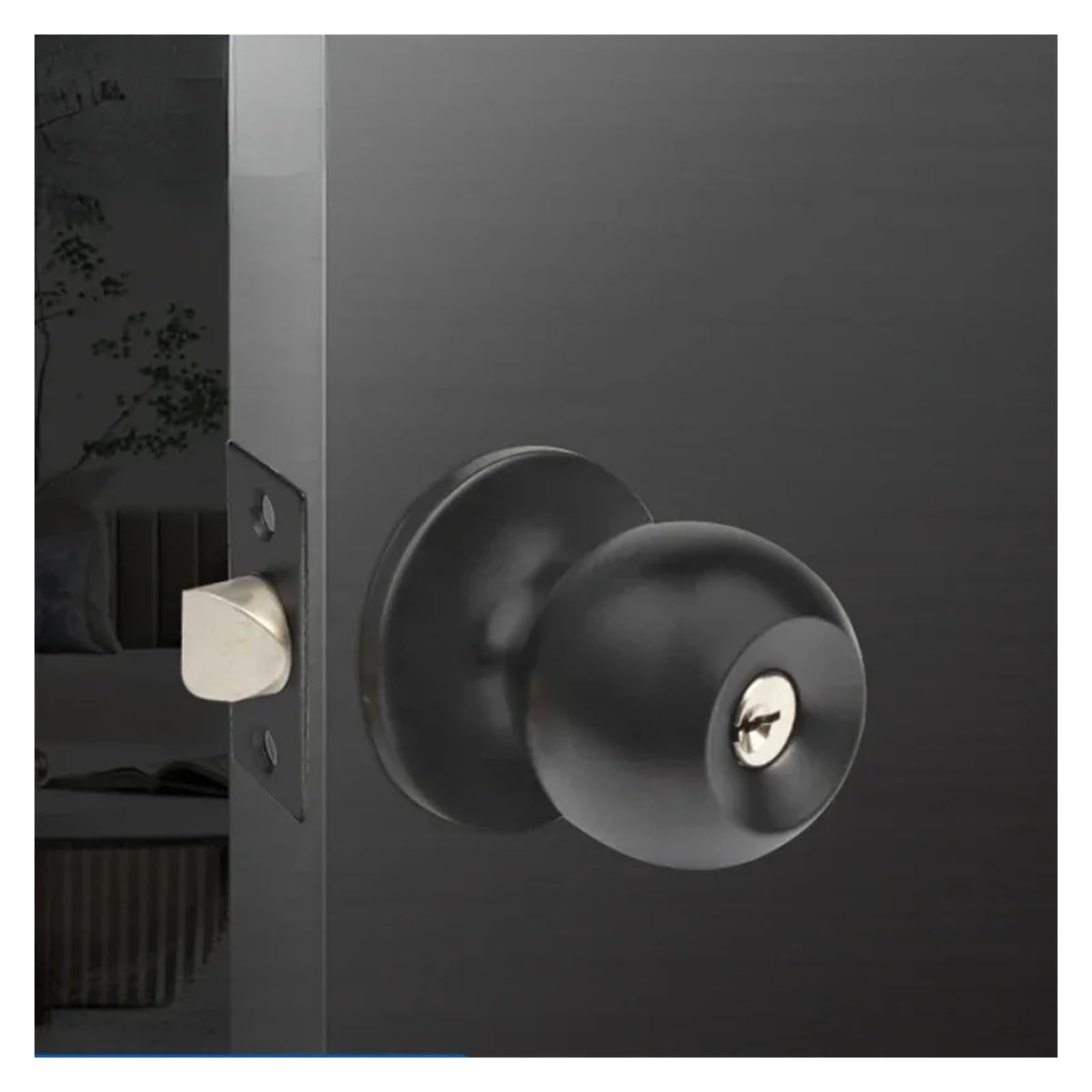 Poignée de porte noire design avec serrure à bille pour l'intimité de votre chambre à coucher