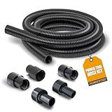 POWERTEC 70347 10 Ft. Dust Collection Hose Kit with 5 Fittings for Woodworking Power Tools Home and Wet/Dry Shop Vacuums
