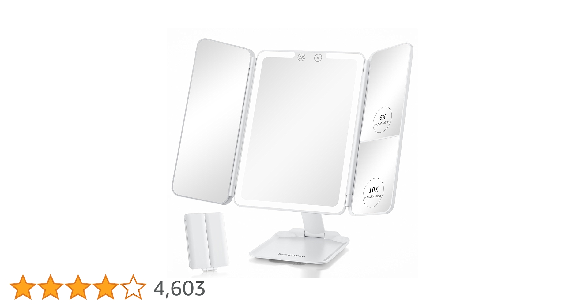 Amazon.co.jp: Beautifive LED 化粧鏡 三面鏡 卓上ミラー