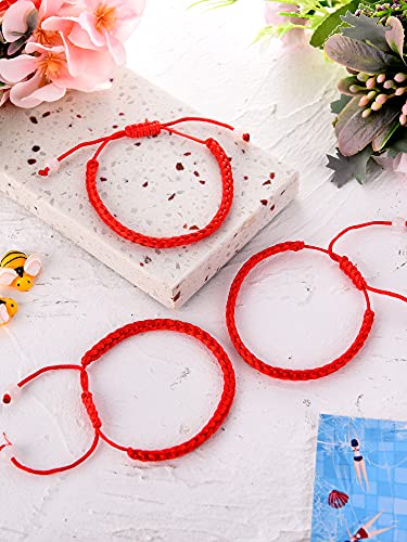6 Pieces Bracelet for Protection Women Kabbalah Bracelet Adjustable String Braided Knot Bracelets Gifts for Good Luck, Friendship, Graduation, Birthday, Lovers (Red) - Image 4