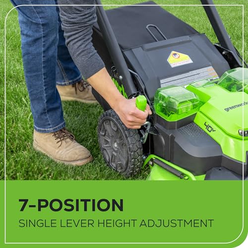 Image of Greenworks 40V 25 inch Brushless Cordless (Self-Propelled) Lawn Mower (75+ Compatible Tools), (2) 4.0Ah Batteries and Dual Port Rapid Charger Included