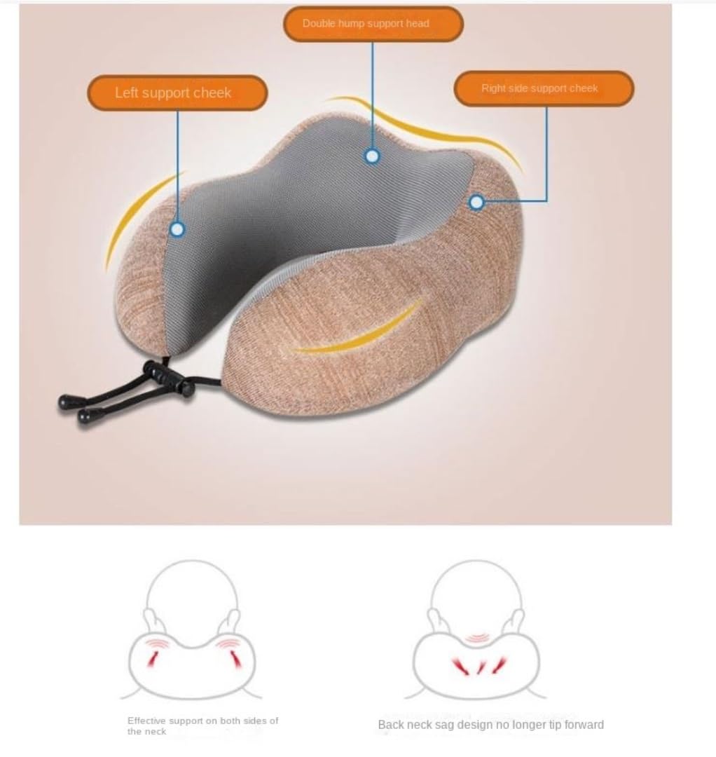 Poduszka Podróżna Poduszka Podróżna Z Pianki Memory Foam, Regulowana, Dzianinowa, Do Samolotu I Samochodu Poduszka na Kark(Black)