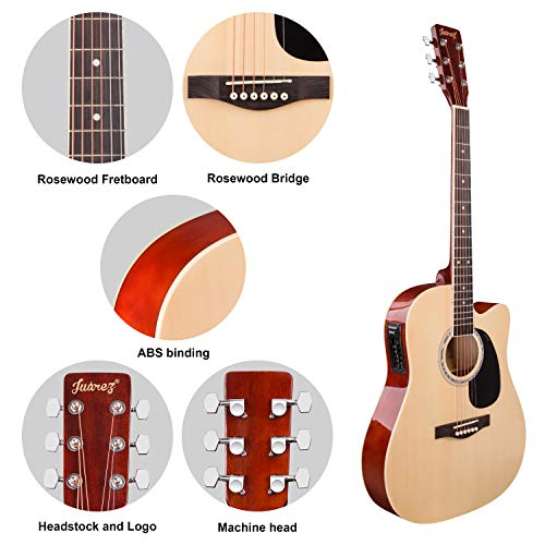 Image of JUAREZ Arpeggio JRA41SP-TLQ-NAT 104.14 cm (41 Inch) Semi-Acoustic Guitar Kit, Thin Line Body, Spruce Top, with 4 Band EQ, Natural
