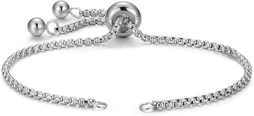 DanLingJewelry 10 pulseras deslizantes ajustables de acero inoxidable 304, cadenas extensoras deslizantes, pulseras de amistad para hacer joyas,