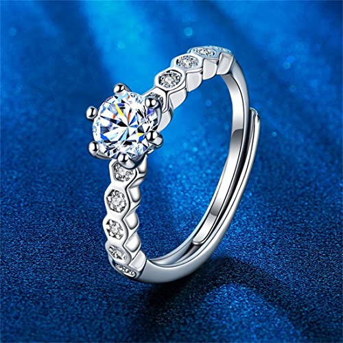 9Pcs Round Cut Solitaire Rings Diamond Ring Bride Ring Engagement Wedding Ring AAAAA Cubic Zirconia Rings Princess Cut Jewelry for Her Anniversary3