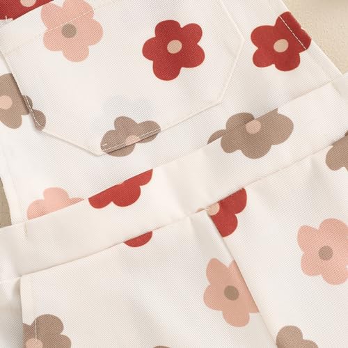 Image of Ayalinggo Toddler Baby Girl Sunflower Print Overalls Shorts with Pocket Suspender Trousers Cute Summer Clothing Outfit
