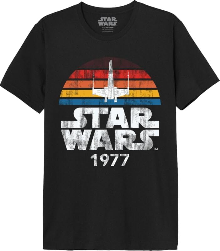 T-shirt Star Wars 1977 Millennium Falcon pour homme en coton noir coupe regular