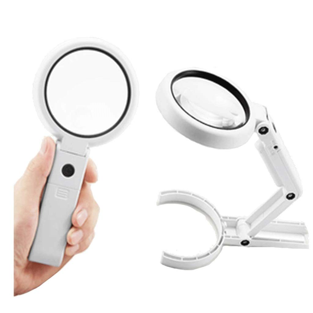 Charge de Bureau loupe à Double Usage de Poche 20 Fois Lampe de Table Pliante Entretien de Lecture pour Personnes âgées avec lumières Haute définition Warm as Ever