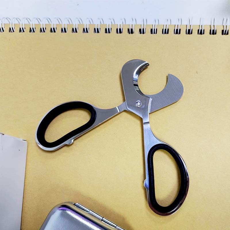 Cigar Cutter Stainless Steel Double Edge Handle Scissors Metal Slicer Portable Smoking Accessory Silver