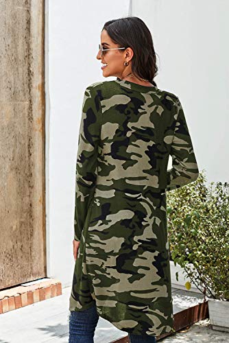 Meufam Women's Lightweight Long-Sleeve Longer Length Cardigan Leopard Camouflage Print Knit Outwear Coats3