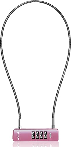 Miniatura 14 de Candado de Cable Combinado para Bicicleta, Candado de Combinación de 4 Dígitos para Puerta de Valla al Aire Libre, Caja Fuerte para Equipaje, Negro