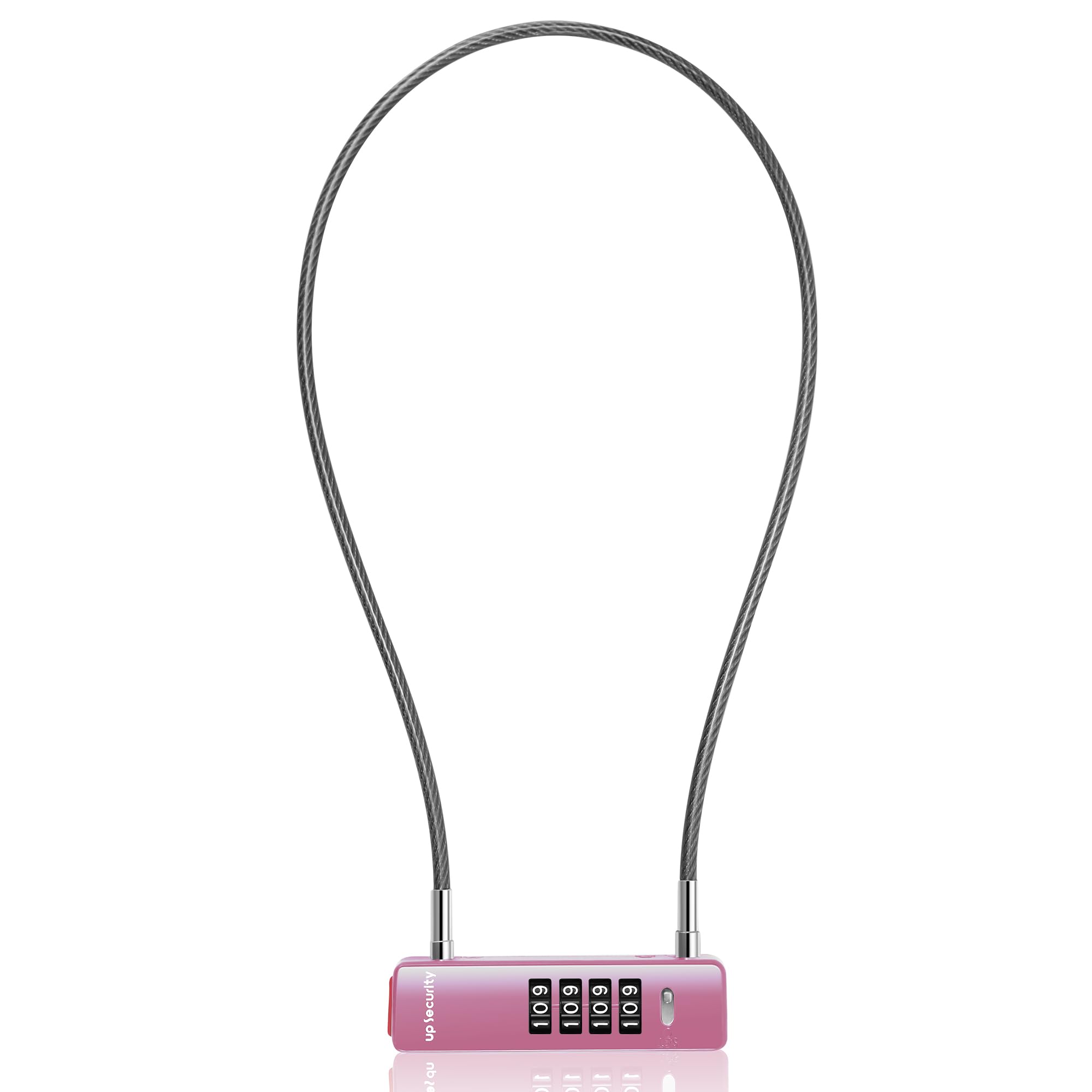 UP Security Cable Combination Refrigerator Lock, Combo Pad Locks for Outdoor, Fence Gate, Travel Suitcase, Thin Cable Lock with Code, for Locker, Bike (23.6"(60cm) Cable, Pink)