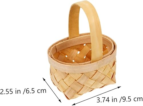 Miniatura 3 de SHOWERORO Cesta tejida a mano, cesta pequeña con asa, cesta tejida con asa, decoración rústica de boda, cesta de caramelo, regalo de chocolate,