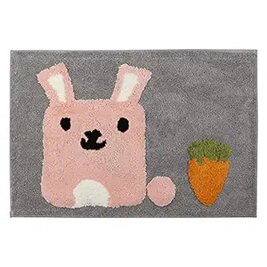 HOKIPO Machine Washable Door Mats for Home and Bathroom, Bath Mats for Kids Bathroom - Mats Made of Microfiber, Super Absorbent, 45 X 65 cm - Rabbit (AR2685-RABBIT)