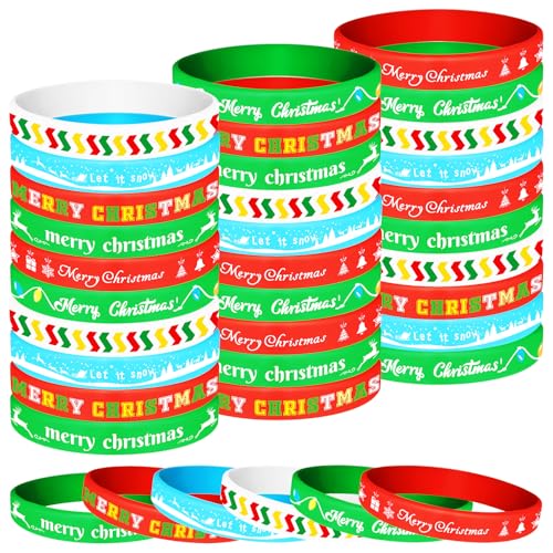 Bracelets de Noël en silicone NEBURORA lot de 72 pièces en 6 styles pour fête
