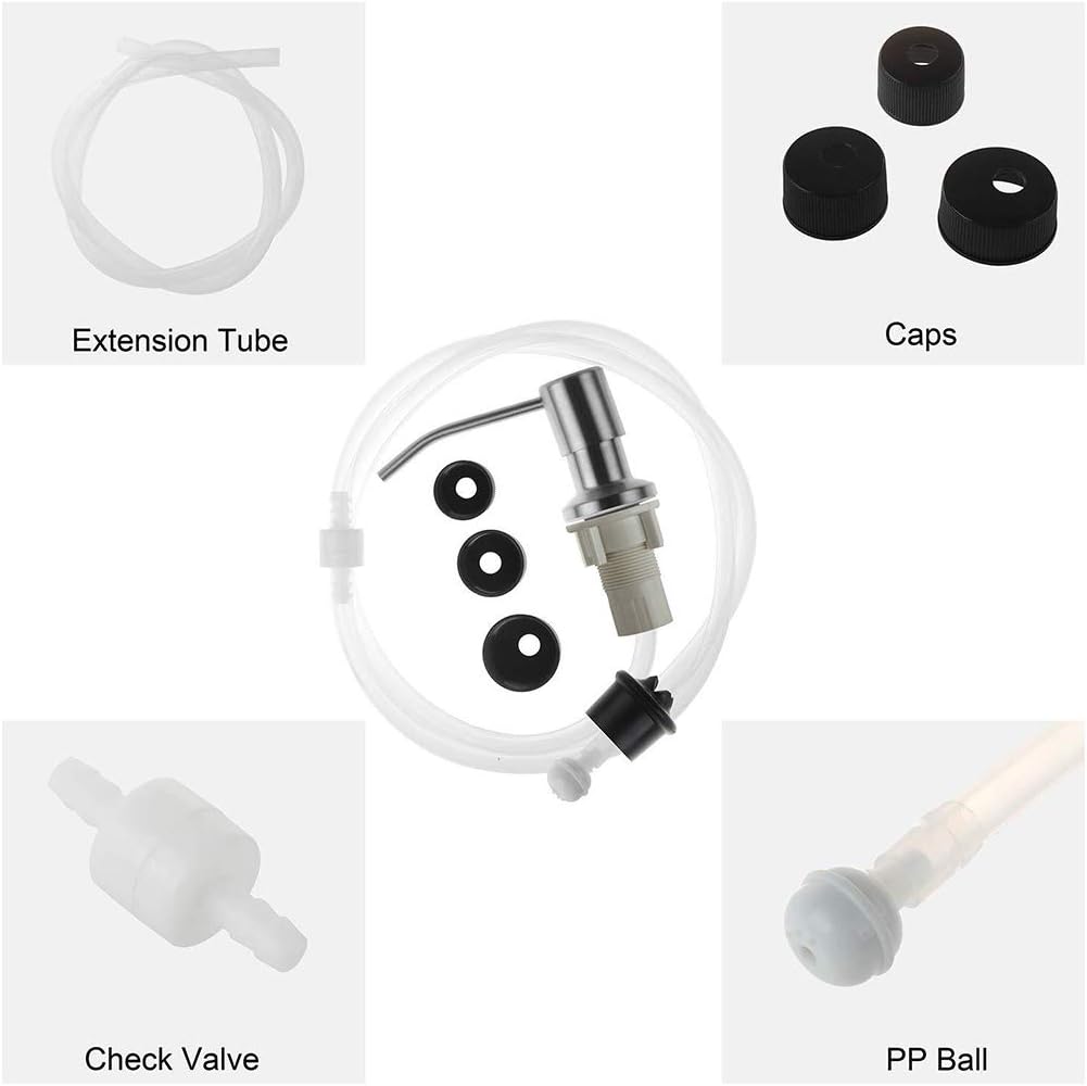 Sink Liquid Soap Dispenser Built in Sink Countertop Pump with Silicone Extension Tube Kit Plastic Hand Liquid for Bathroom Bathroom Countertop Dispensers Bottles for Hand Sanitizer with Dish