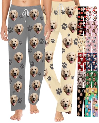 Personalized Pajamas Custom Pet Pajamas Face Pajama Pants Pj Pant with Photo for Women Men Customized Sleep Bottoms Gifts
