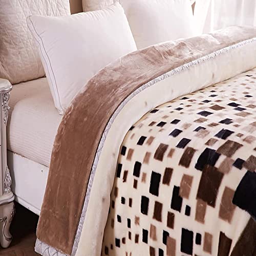 Lgykumeg Plush Fleece Mink Blanket Full Size 71"X87",Thick Winter Korean Blankets,2 Ply, Soft,Warm,Thick Raschel Printed Mink Blanket For Autumn,Winter,Bed And Sofa,G,180X220Cm #TOP3