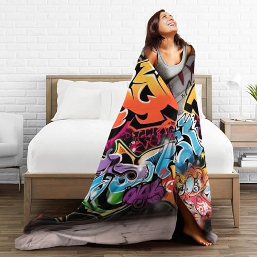 Couverture micro ultra douce graffiti KHiry 203x152 cm pour lit