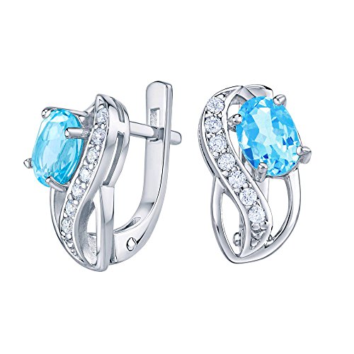 Preisvergleich Produktbild SILVEGO Damen Ohrringe 925 Sterling Silber mit echtem blauem Topas Swiss