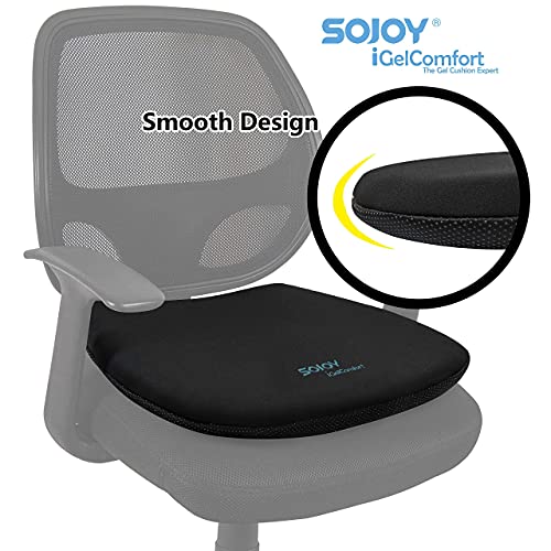 Sojoy iGelComfort Supportive Firm Gel Seat Cushion with Memory Foam Enhanced Chair Pad(Car/Office/Truck/Home/Wheelchairs/Outside Sports Camping) (Black) (16 x 18 x 2inches) - Thumbnail 2