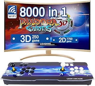LEONARCADE Pandora Box 3D 8000 Games, WiFi Function to Add Extra Games, Pandoras Box Arcade Support 4 Players Videojuegos, Full HD Output USB/HDMI/VGA