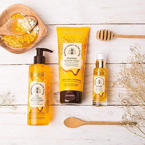 Bielenda Manuka Honey Nutri Elixir - Gently Cleanses And Refreshes Delicate And Demanding Dry And Sensitive Skin - Manuka Honey Soothing Face Micellar Cleansing Gel For Dry And Sensitive Skin - 200 g