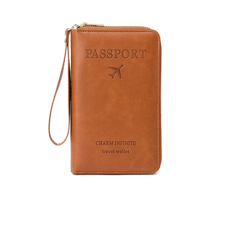 Multi-Functional RFID Passport Wallet (Brown)