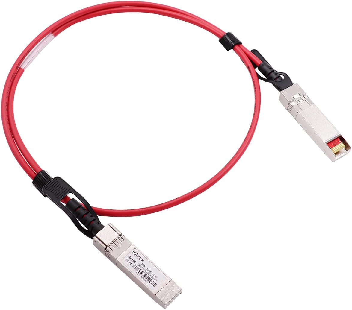 [Red Colored] 1m 10G SFP+ DAC Twinax Cable, 10Gbase-CU SFP+ Copper Cable, Compatible for Cisco SFP-H10GB-CU1M, Ubiquiti, Juniper, Mellanox, Mikrotik, Netgear, Supermicro, Open Source Switches