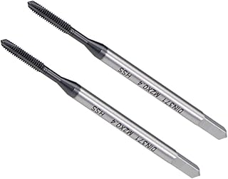CoCud Spiral Point Taps, Metric M2 x 0.4 Thread, TICN Coated High Speed Steel DIN371/376 Screw Milling Threading Tap - (Applications: for Tapping Drilling Machine), 2-Pieces