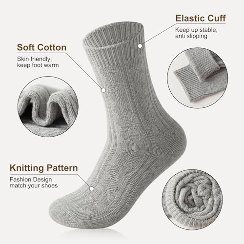 Caudblor 5Pack Winter Cotton Crew Sock For Women，Size 5-10(36-40)3