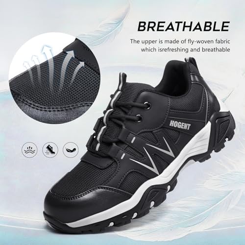 Image of Hogent Steel Toe Shoes for Men Lightweight Comfortable Non Slip Work Shoes Women Puncture Proof Safety Sneakers for Industrial Construction & Daily Life