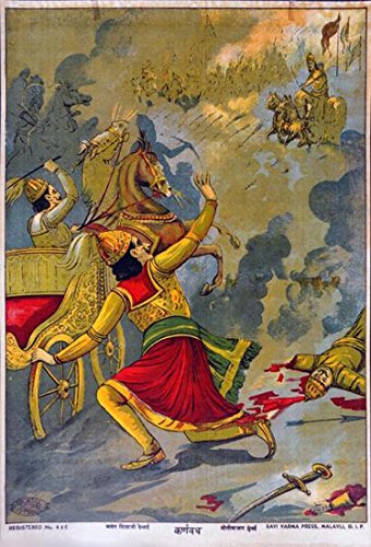 Image of Tallenge - Karna Vadh - Raja Ravi Varma Mythology Collection - Small Poster Paper (12 x 18 inches)
