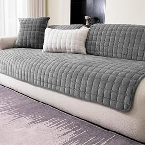 LINGKY Soft Flannel Sofa Covers Washable – Sofa Cushion Covers, Non-Slip Sofa Cover 1 2 3 Seater Couch Covers for Sectional Sofa, Sofa Slipcovers L Shape Furniture Protector (Grey, 70x70cm)