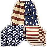 Corn Filled Cornhole Bags - Set of 8 American Flag Bean Bags for Corn Hole Game - Regulation Size & Weight - Stars and Stripes