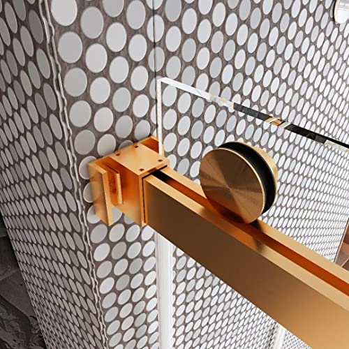Yinzanw 56 - 60 In. W X 72 In. H Frameless Sliding Shower Door With Clear Tempered Glass 3/8" (10 Mm) And Stainless Steel Hardware In Brushed Gold #TOP3
