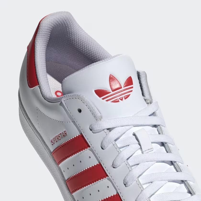 adidas Originals Men's Superstar Shoes, Cloud White/Better Scarlet/Cloud White, US 10.5 M - Image 5