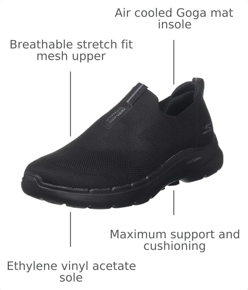 Image of Skechers Men's Go Walk 6 Stretch Fit Slip-On Athletic Performance Walking Shoe